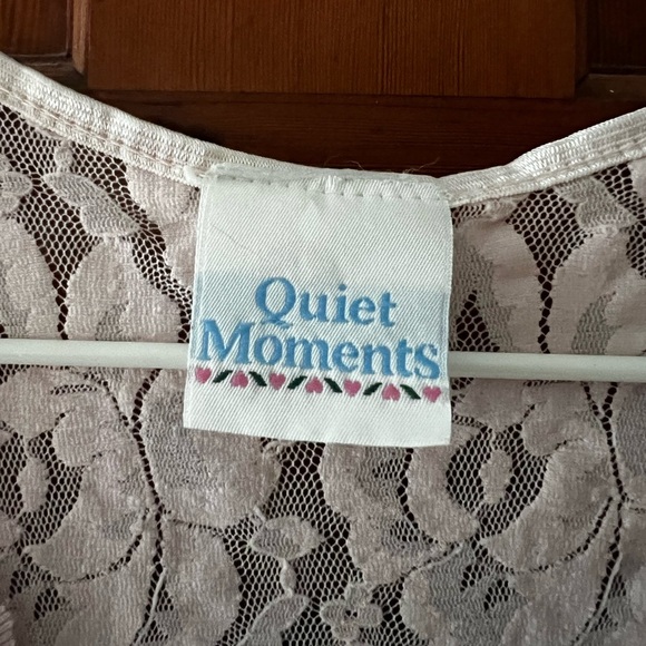 Vintage 80s 90s Quiet Moments Pink Nightgown Midi Dress Sleepwear Slip Lingerie - Picture 5 of 11